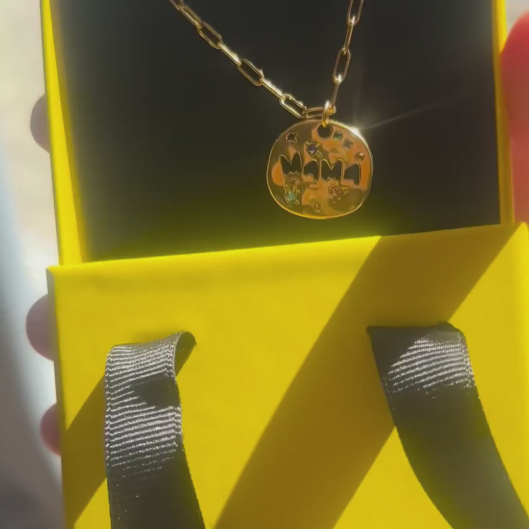 Mama Medallion Paperclip Necklace