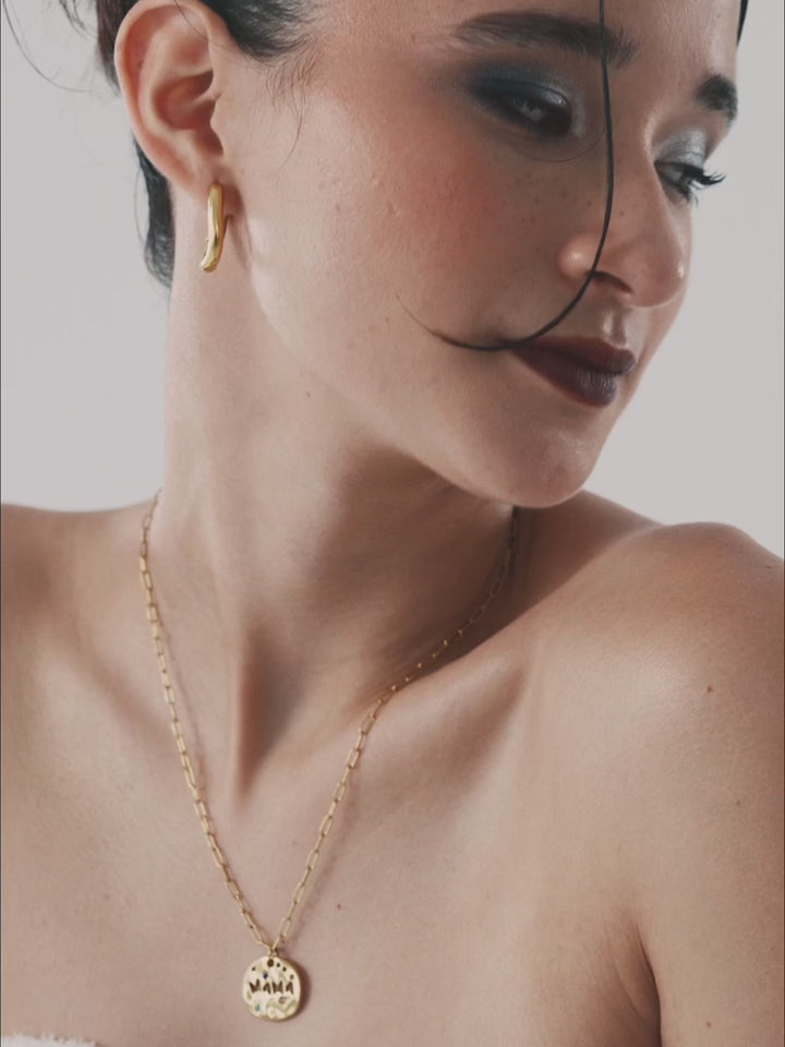 Mama Medallion Paperclip Necklace
