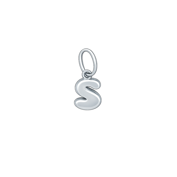Silver letter 'S' pendant on a white background