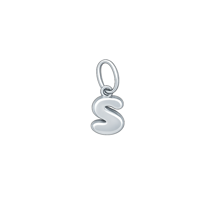 Silver letter 'S' pendant on a white background