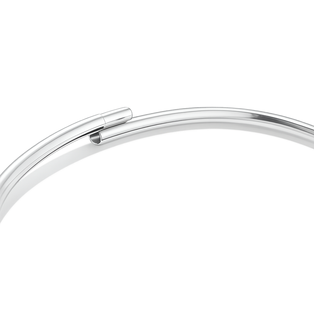 Silver ankle bracelet on a white background