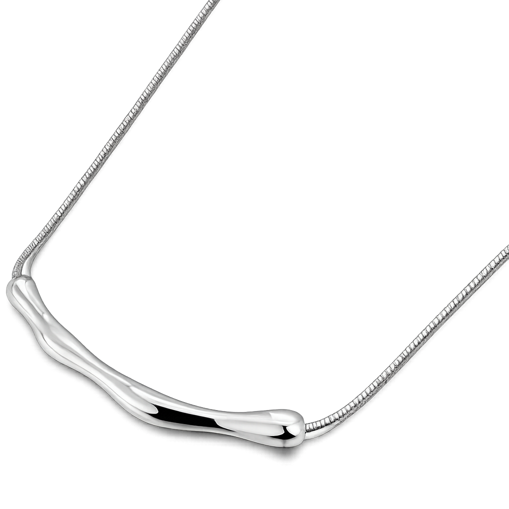 Silver necklace on a white background