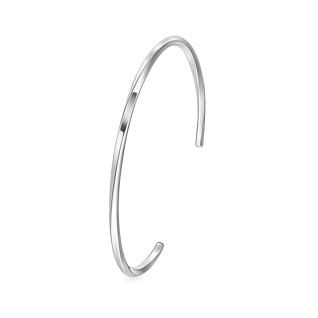 Silver bangle on a white background