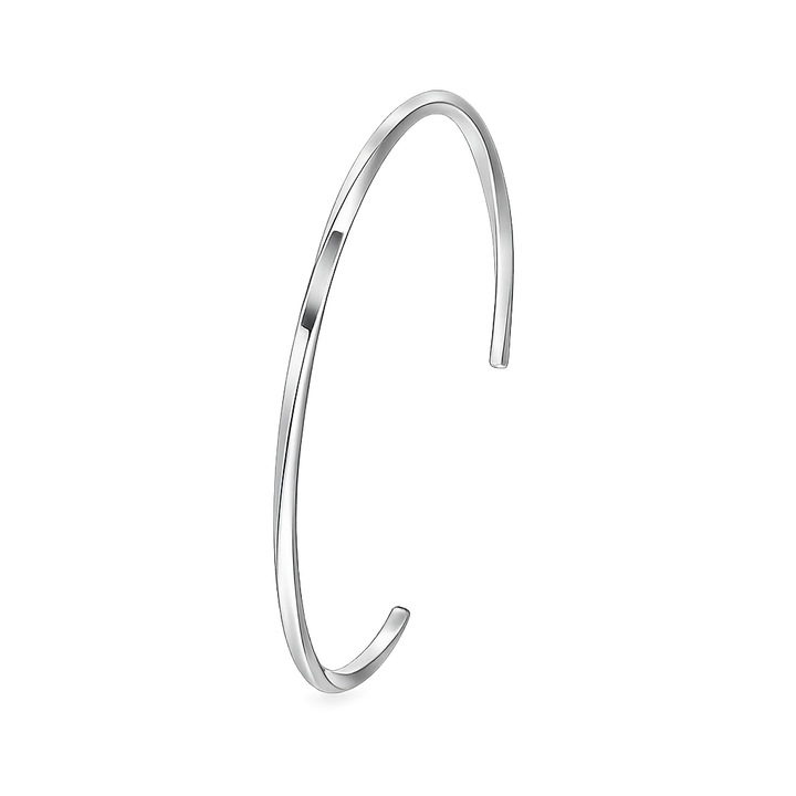 Silver bangle on a white background