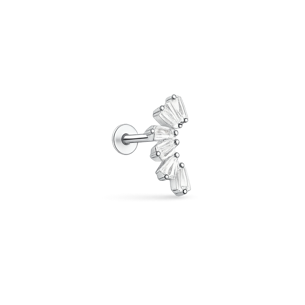 Kroon platte achterkant piercing