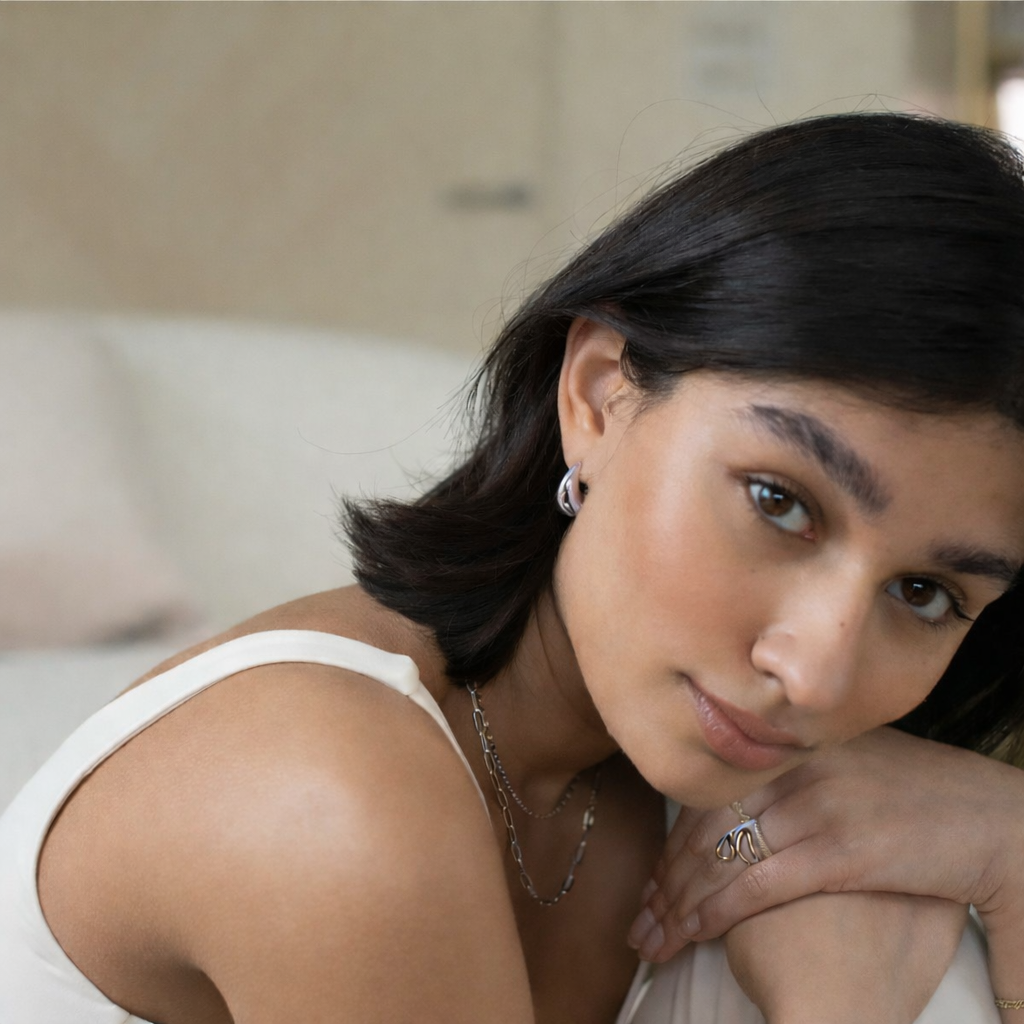 recycled silver dome earrings