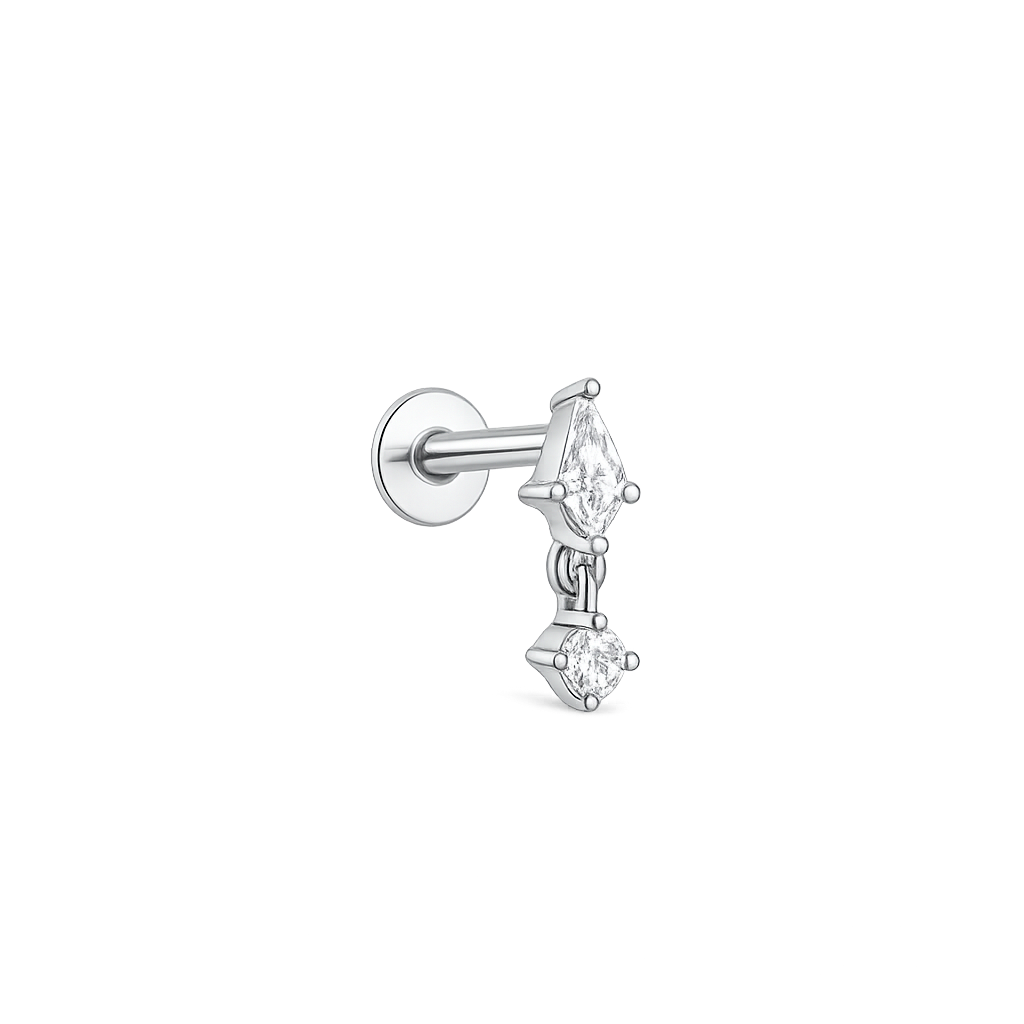 ear piercing with cz and silver