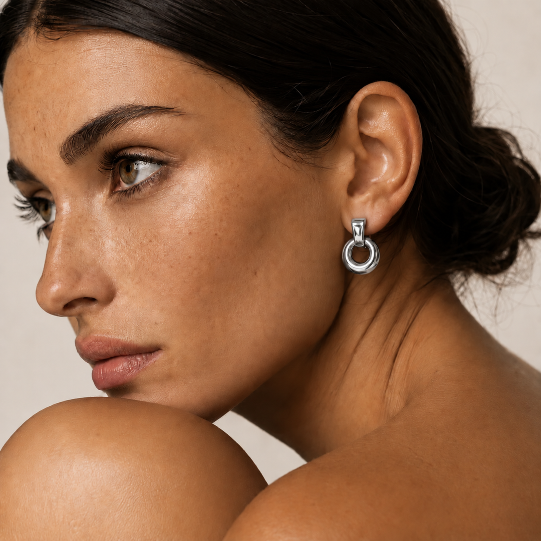 silver hoops in knocker style