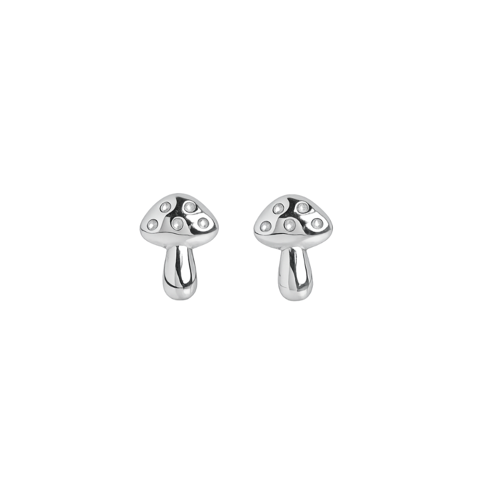 mushroom studs in silver recycled