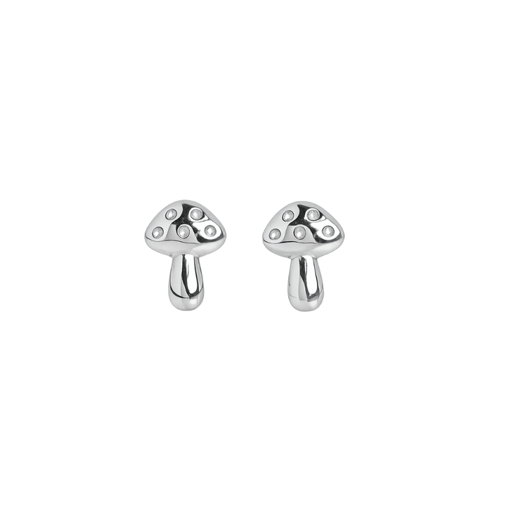 mushroom studs in silver recycled