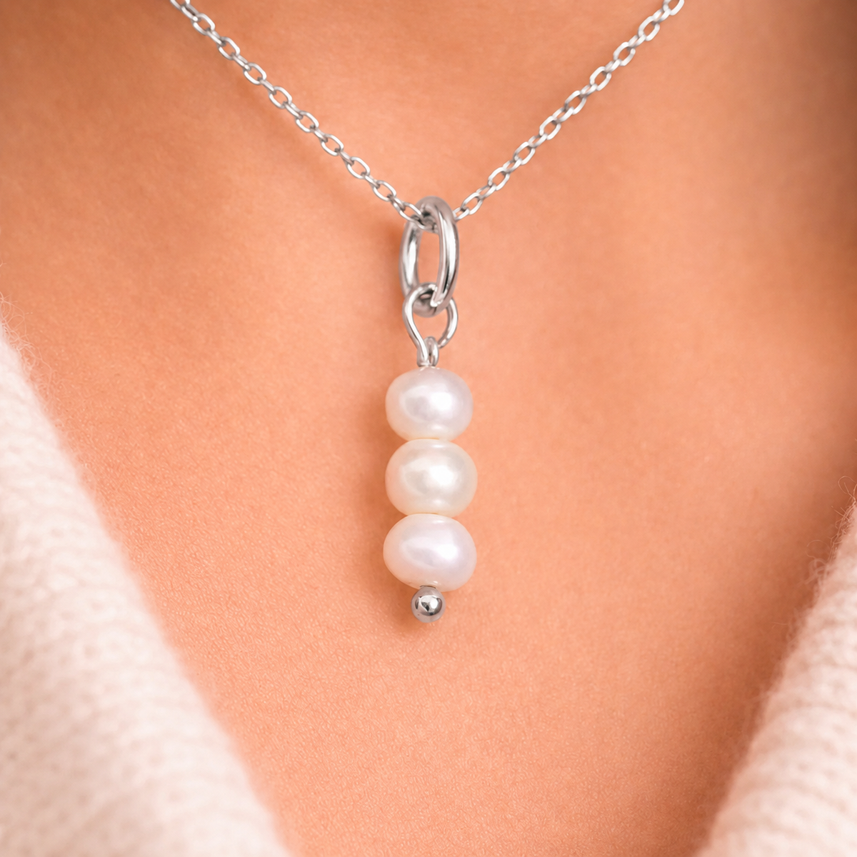 Bedel met Drie Parels - Voeg toe aan je Ketting of Armband