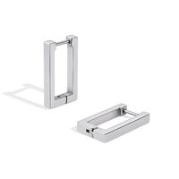 silver earrings rectangle shape