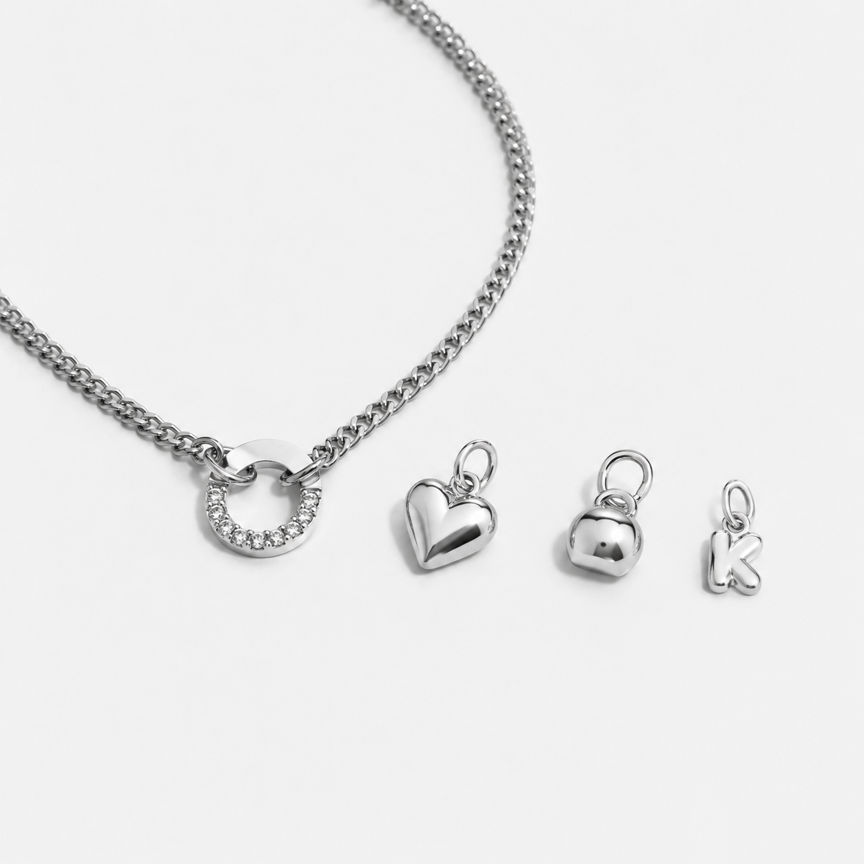 silver sparkle charm necklace