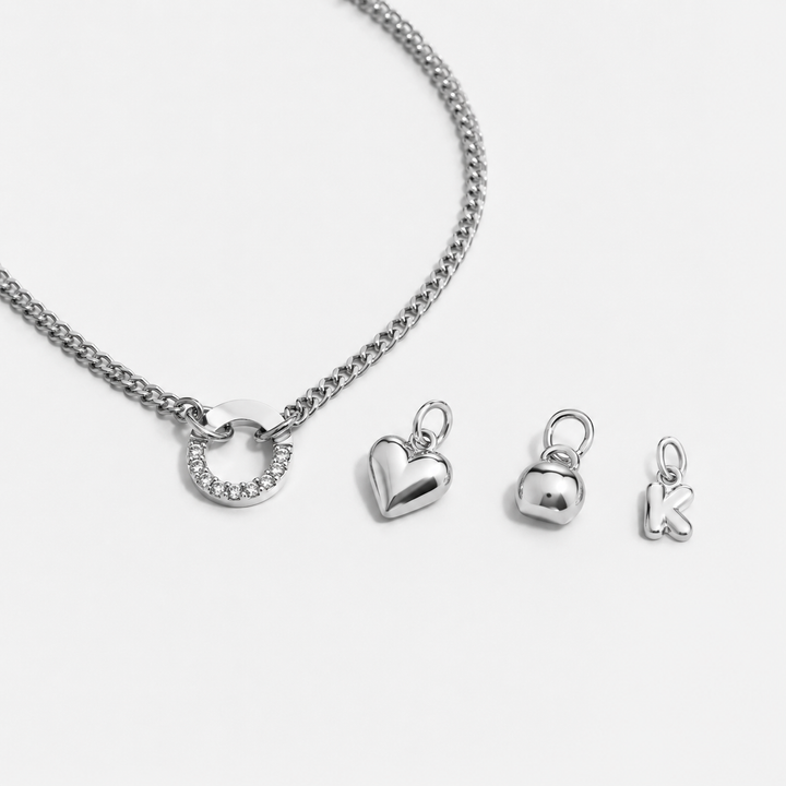 silver sparkle charm necklace