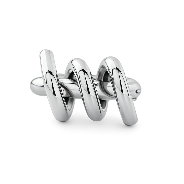 Silver spiral  earrings on a white background