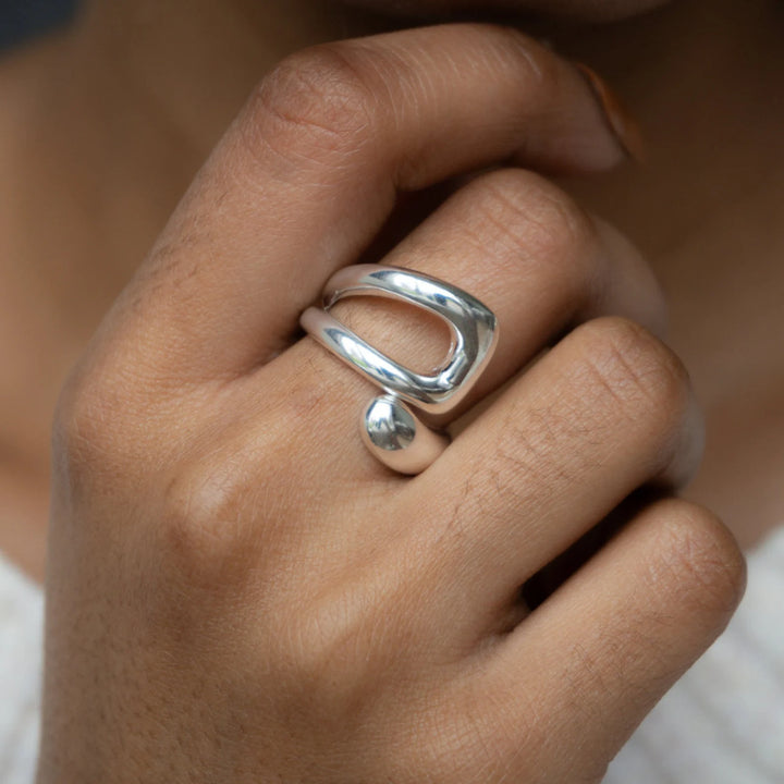 silver ring on hand
