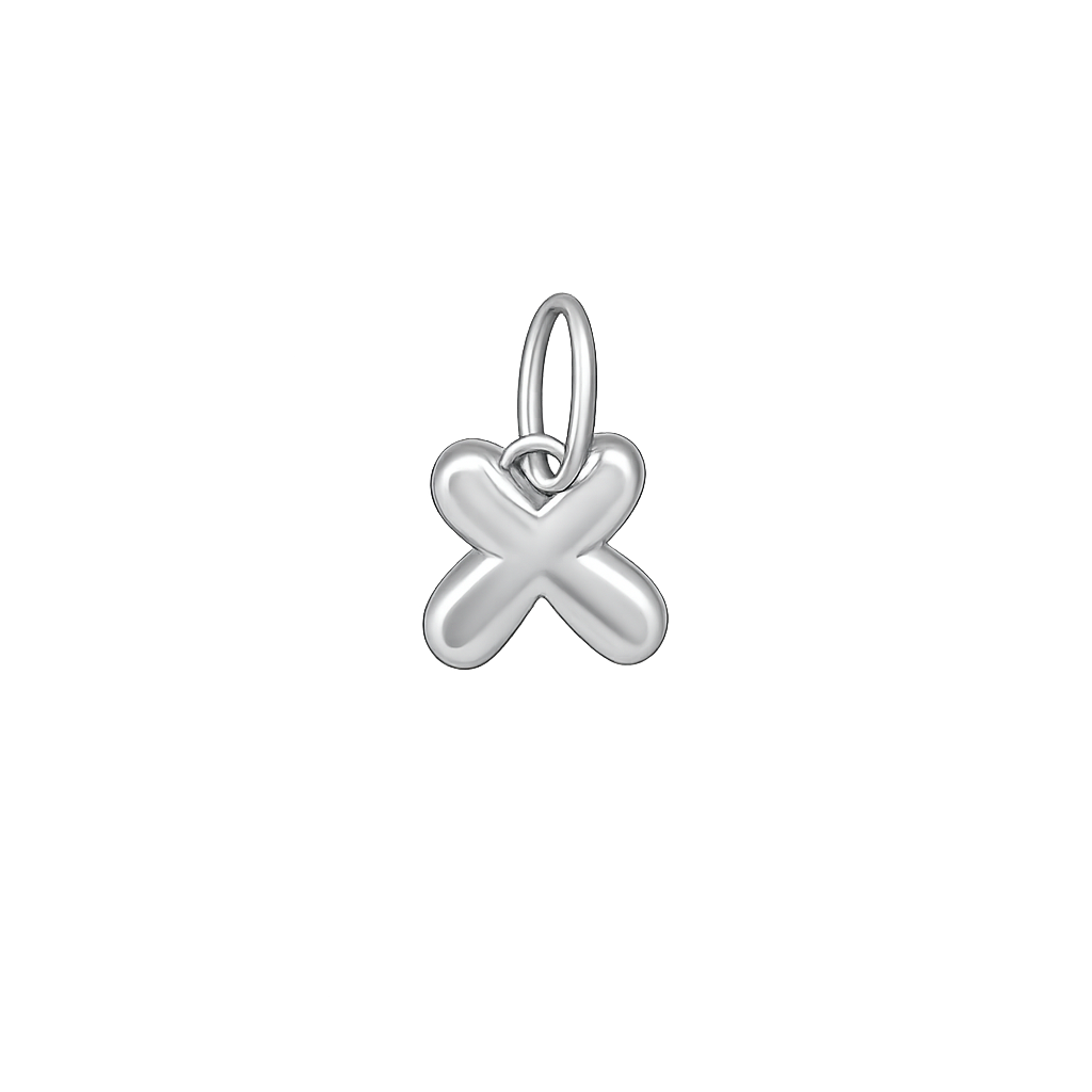 Silver 'X' shaped pendant on a white background