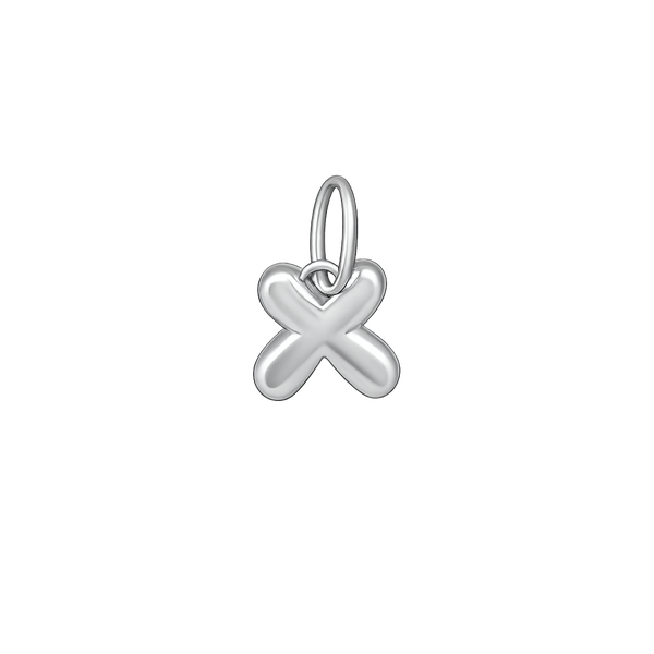 Silver 'X' shaped pendant on a white background