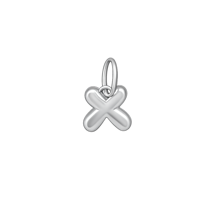 Silver 'X' shaped pendant on a white background