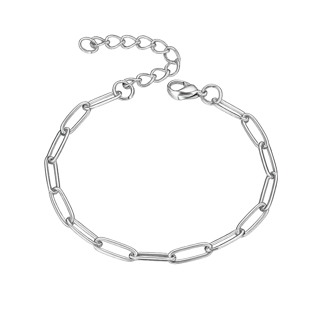 Silver chain bracelet on a white background