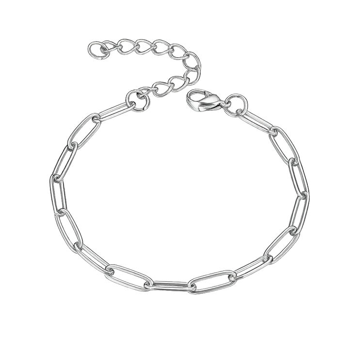 Silver chain bracelet on a white background