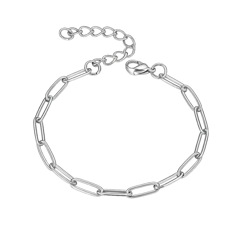 Silver chain bracelet on a white background