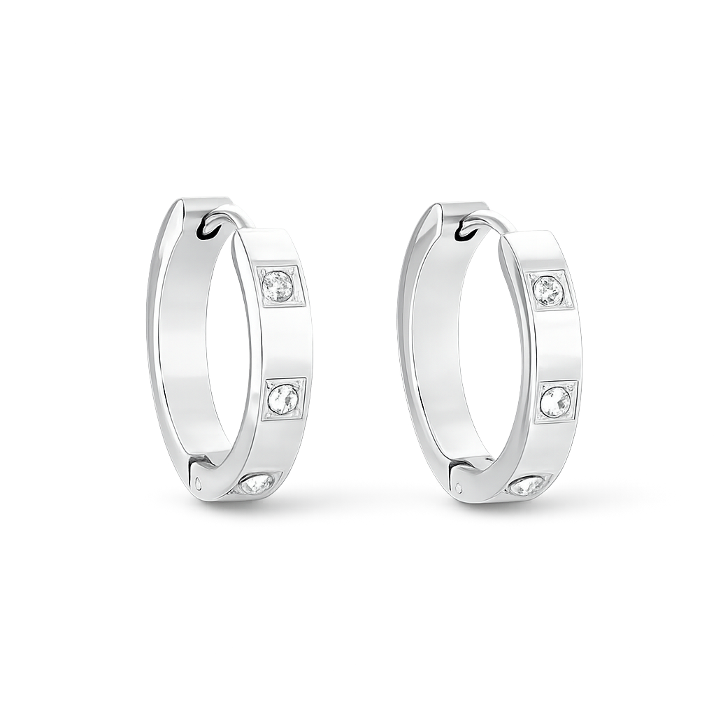 silver hoops with cz stones