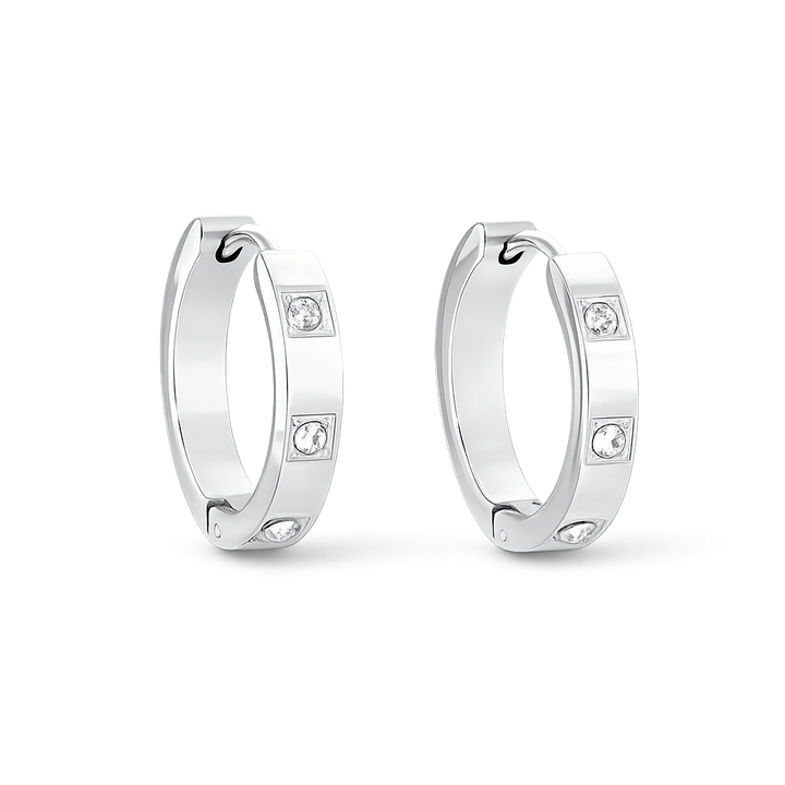 silver hoops with cz stones