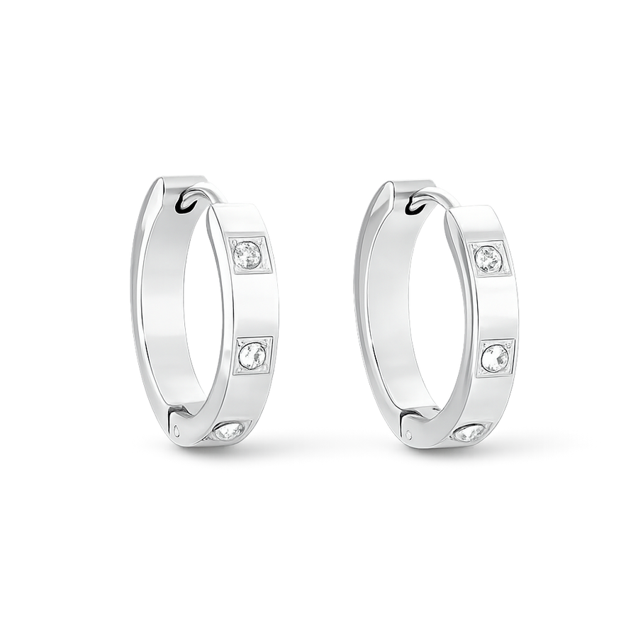 silver hoops with cz stones