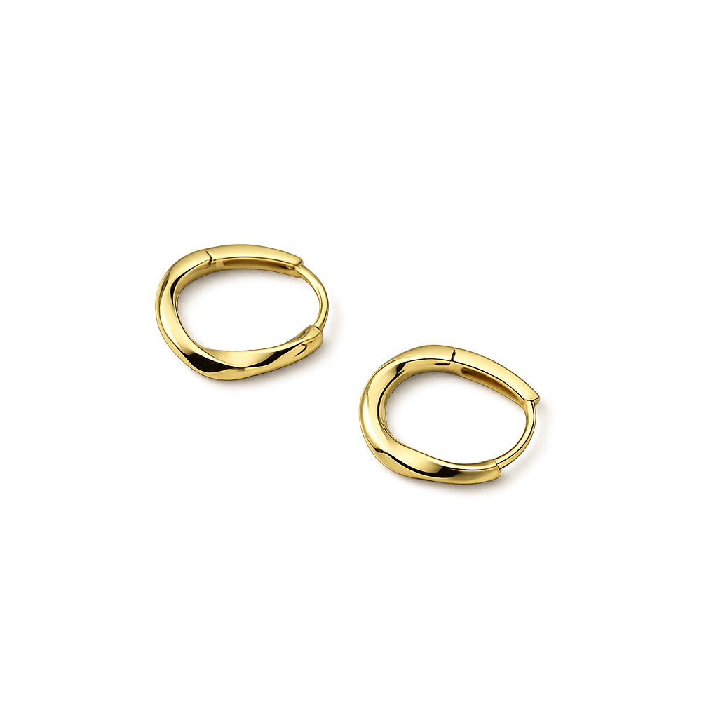 Gold hoop earrings on a white background