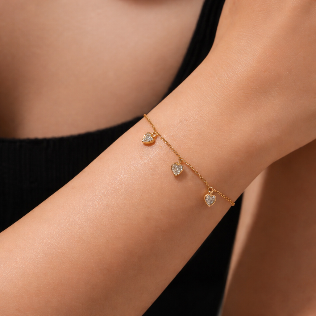 Glitterende hartarmband