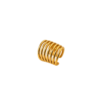 A gold-plated spiral ring with multiple concentric loops, shown on a plain white background.