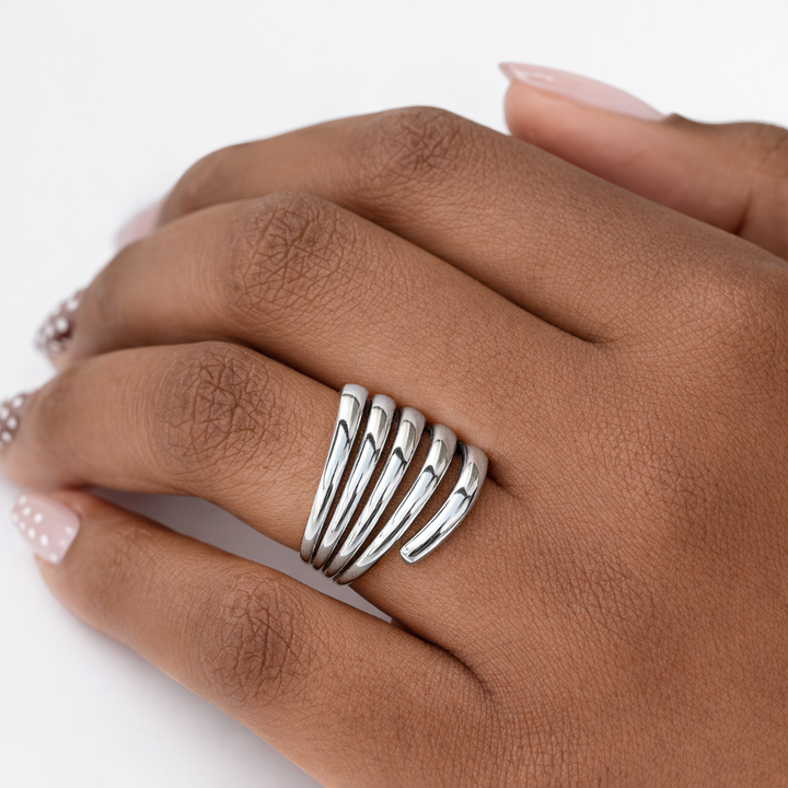 silver fan stacking ring