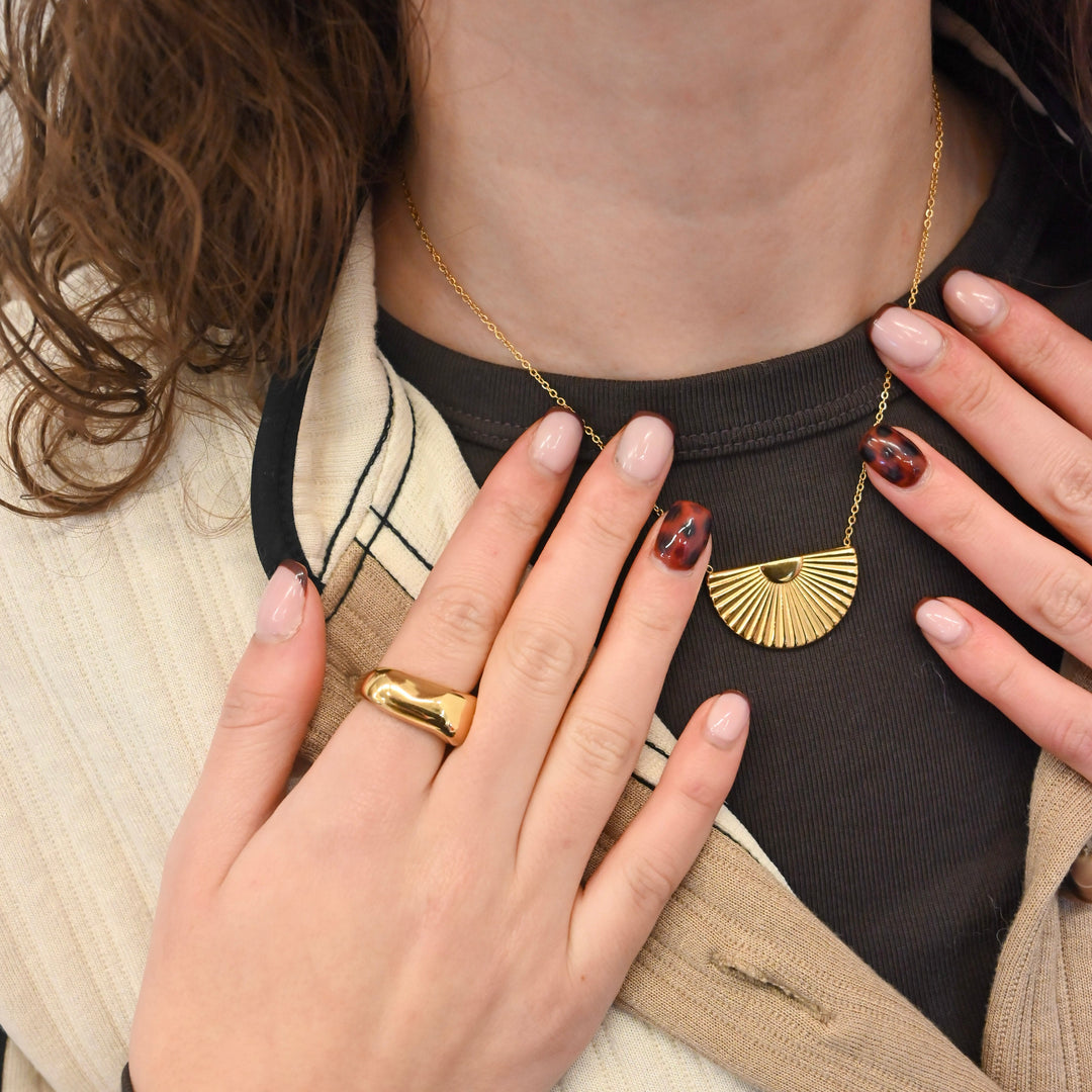 sunset pendant necklace close up