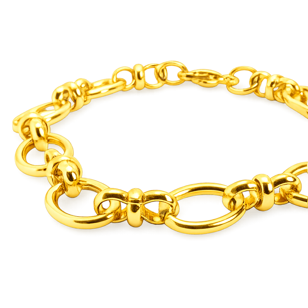 Gold chain bracelet on a white background
