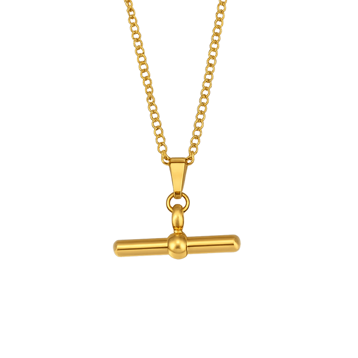 Gold necklace with a unique pendant on a transparent background