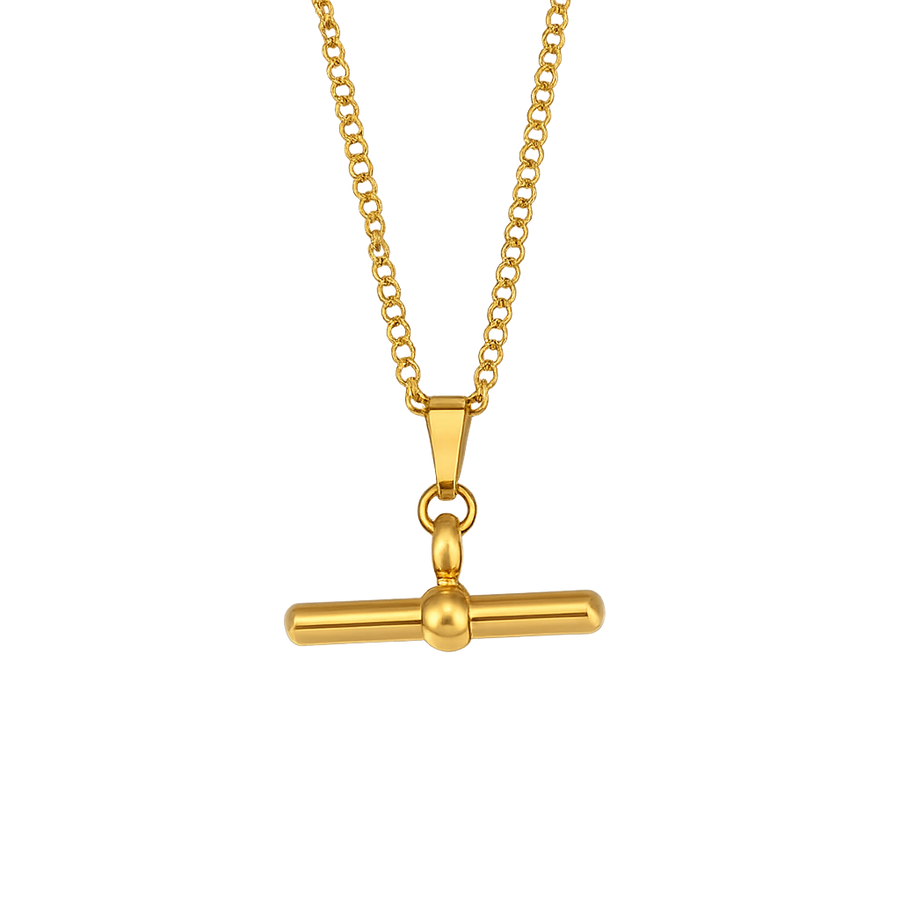 Gold necklace with a unique pendant on a transparent background