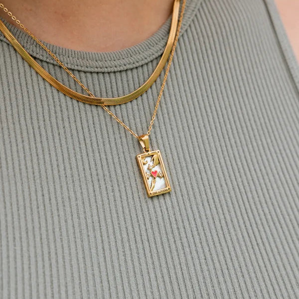 Lovers Tarot Necklace with gold chain. The perfect thoughtful gift. 