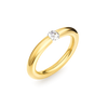 Gold ring with a diamond on a white background