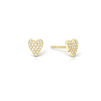 Gold heart-shaped earrings on a white background