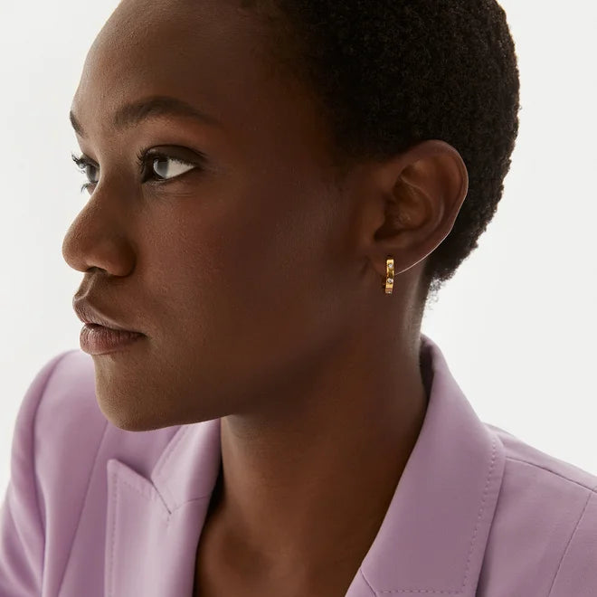 hoops on model in gold