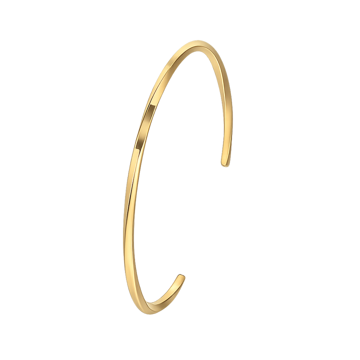 Gold bangle on a white background