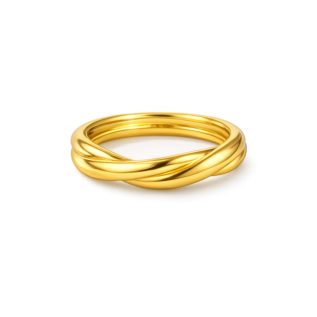 Gold ring with a white background