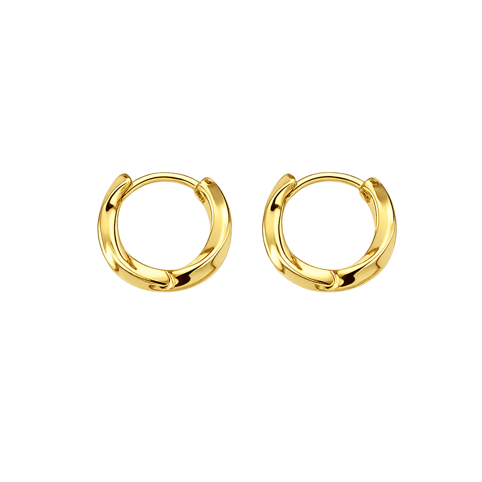 Gold hoop earrings on a white background