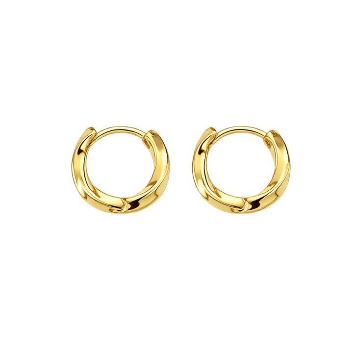 Gold hoop earrings on a white background