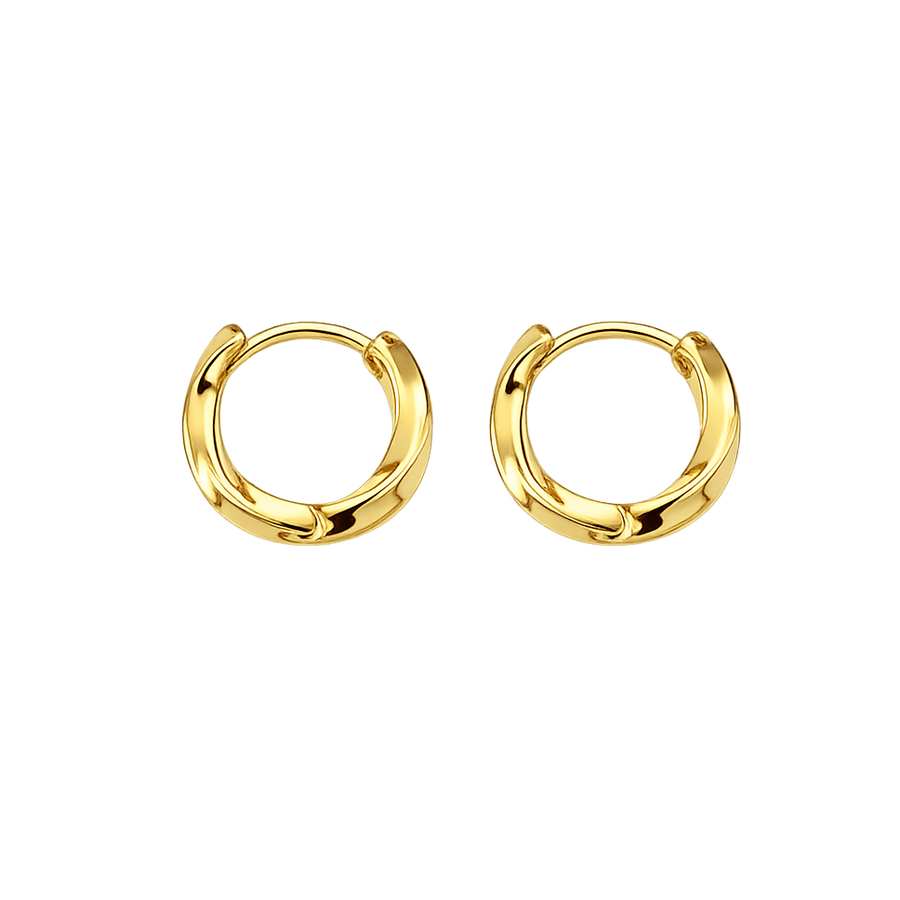 Gold hoop earrings on a white background