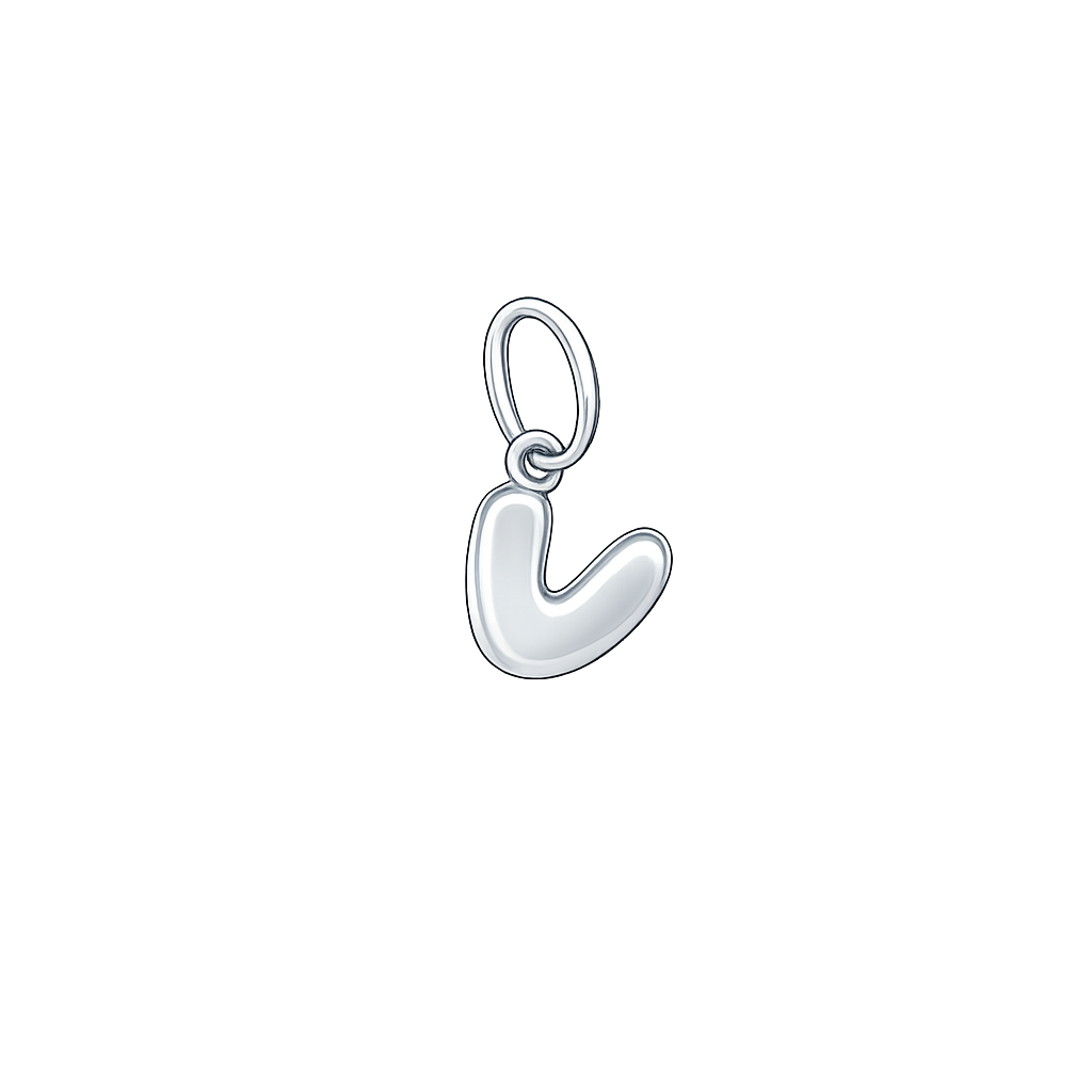 Silver 'V' shaped pendant on a white background