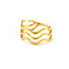 Gold ring with wavy design on a white background
