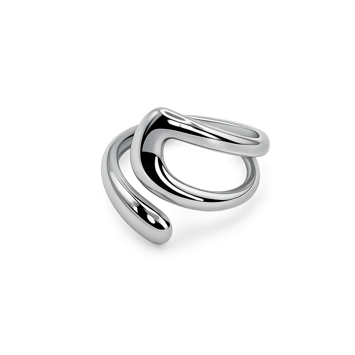 Silver ring on a white background