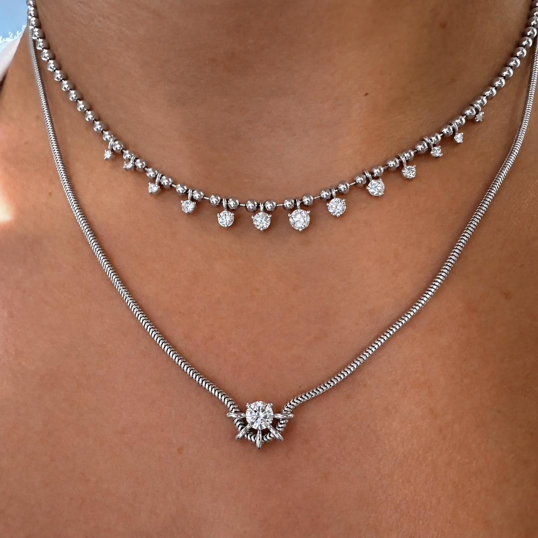 ball chain silver necklace